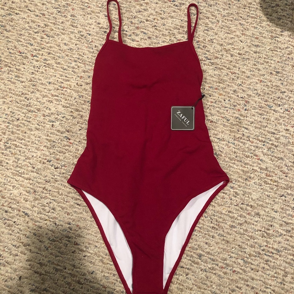 Maroon bathing suit